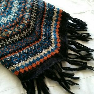 FINAL PRICE Fringe Wool Blend Poncho